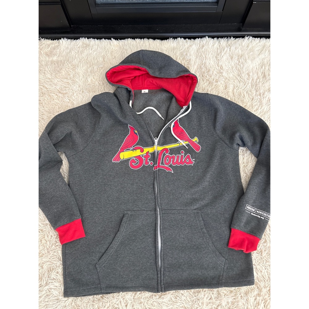 St Louis Cardinals Mens Adult XL Zip Up Hoodie Red Cardinal Logo Baseball - Picture 1 of 6